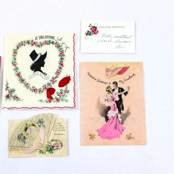 Lot of 5 Vintage 1930s Valentines Day Cards Ephemera USED