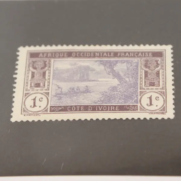 Lot Of 2 French Republic Ivory Coast 1c Stamps Mint & Used