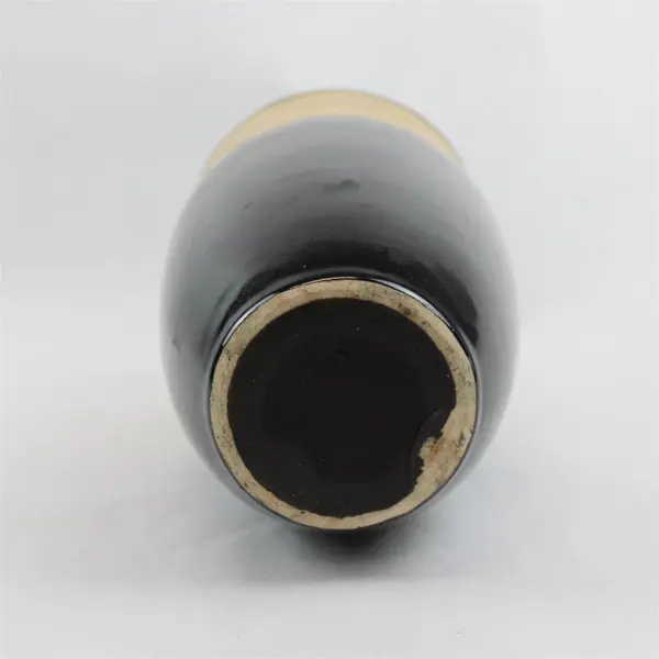 Unbranded/Unmarked Black Ceramic & Wood Large Tall Vase 12.25" Tall 6.25" Dia