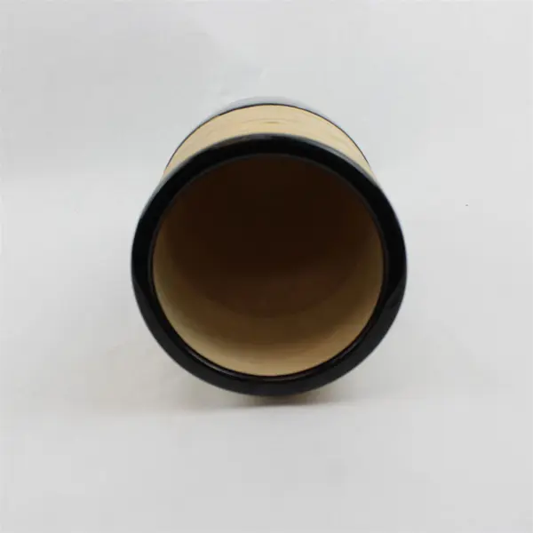 Unbranded/Unmarked Black Ceramic & Wood Large Tall Vase 12.25" Tall 6.25" Dia