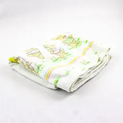 VTG Toddle Time Teddy Bear Print Cotton Flannel Baby Blanket 28" x 34" FLAWED