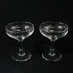 Lot of 2 Matching Clear Champagne Coupe Glasses 4.5" Tall