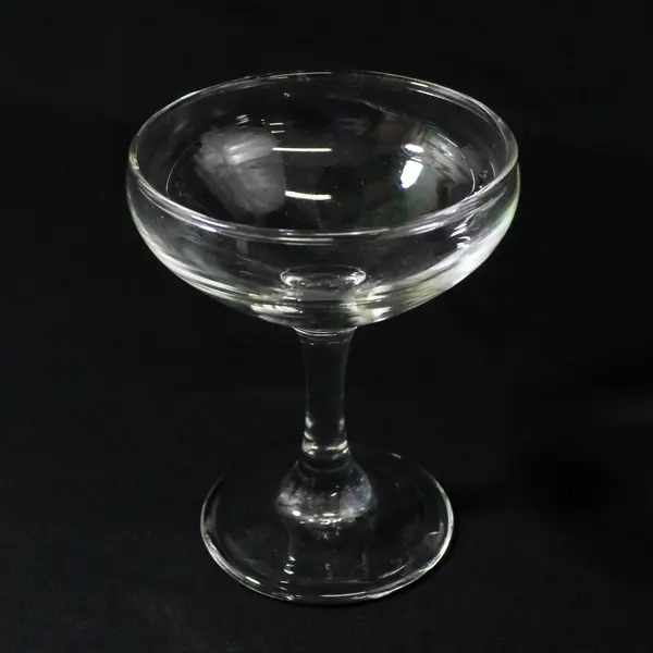 Lot of 2 Matching Clear Champagne Coupe Glasses 4.5" Tall