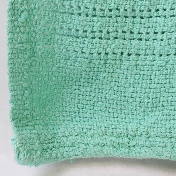 Vintage Mint Green Cotton Open-Work Knit Baby Blanket 31" x 43"