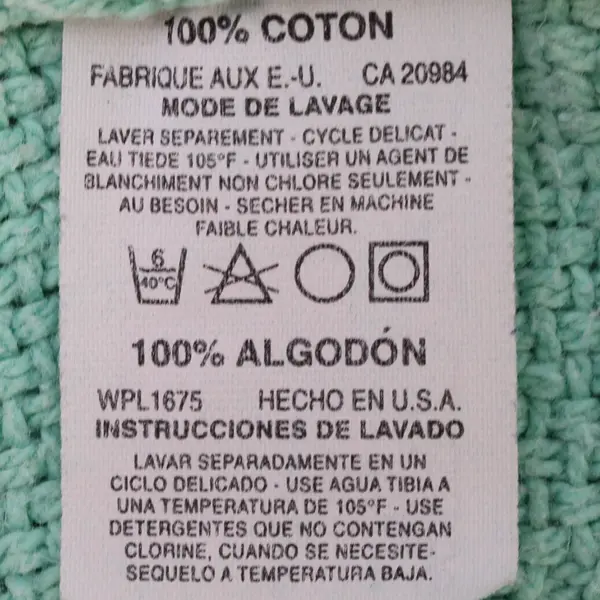 Vintage Mint Green Cotton Open-Work Knit Baby Blanket 31" x 43"