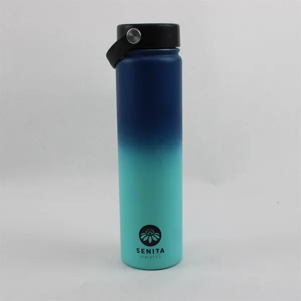 Senita Athletics Blue Stainless Vacuum Insulated Water Bottle W/ Boot 11" Tall