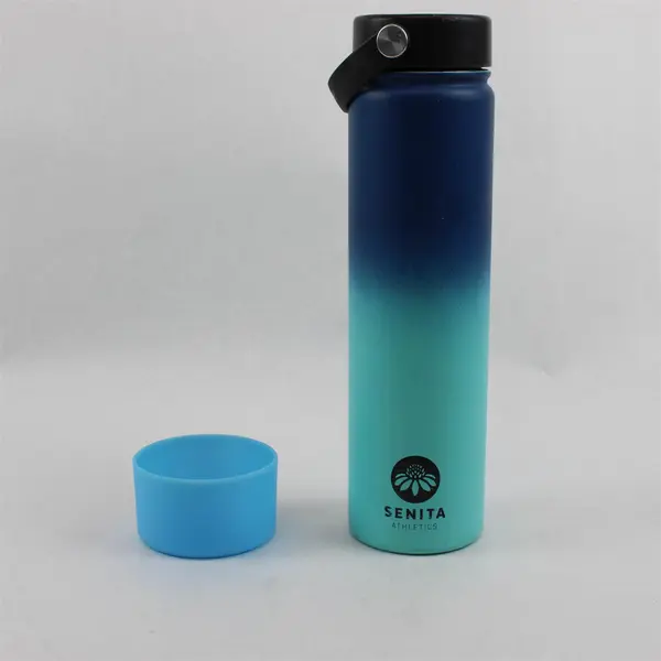 Senita Athletics Blue Stainless Vacuum Insulated Water Bottle W/ Boot 11" Tall