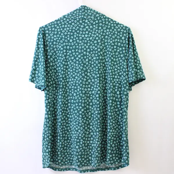 Beacon Green Floral Pattern Short-Sleeved Top Women's XXL