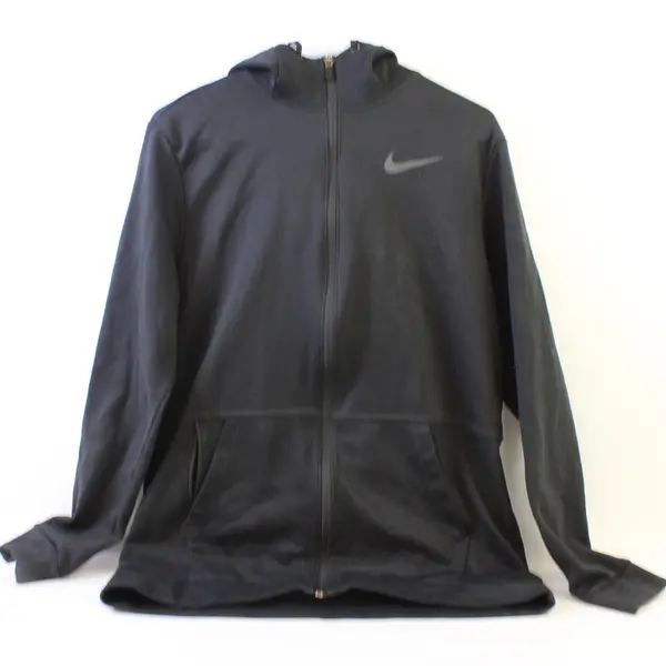 Nike Dri-Fit Standard Fit Black Hooded Zip-Up Jacket Women's Medium