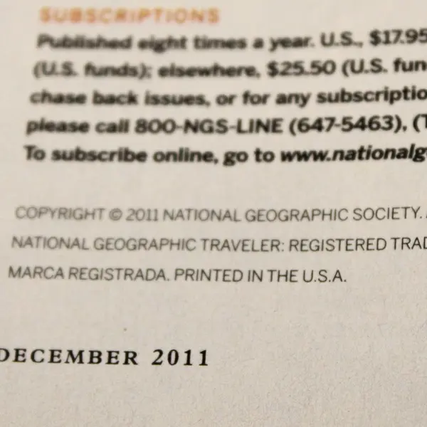 Lot of 2 National Geographic Traveler Magazines October 2011 Nov/Dec 2011 Good