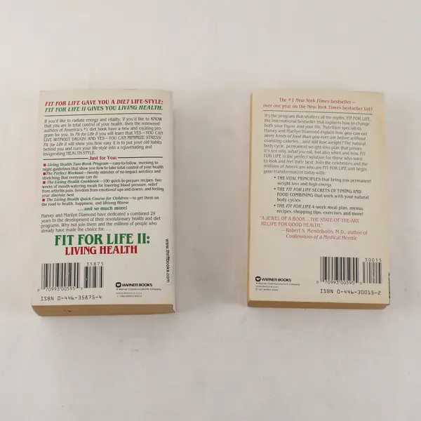 Lot of 2 Fit For Life Books by Harvey & Marilyn Diamond Book I & II 1987 & 1989