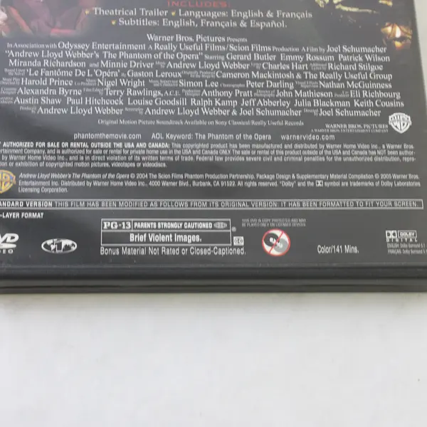 The Phantom of the Opera DVD, 2004 Full Screen Ed., #38952 