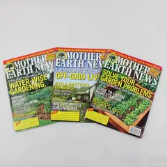 Lot of 3 Mother Earth News Magazines 2014 & 2015 Living Wisely Good Condition