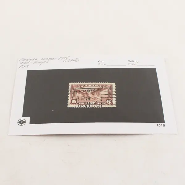 1935 Canada Air Mail 6 Cents Stamp Used Canceled Hinged 