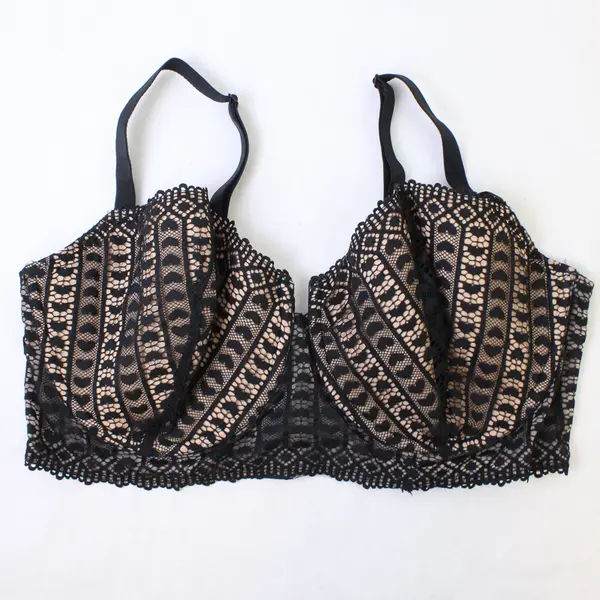 Adore Me Black and Beige Lacy Bra Women's Size 38DDD