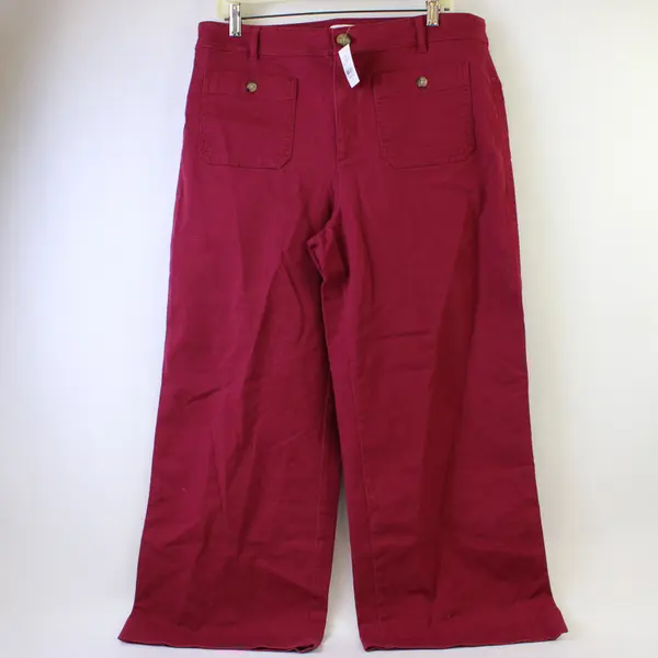 NWT LOFT Maroon Red Palmer Wide Leg Pants Women's Size 12