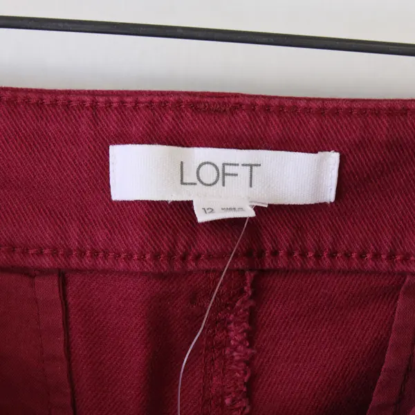 NWT LOFT Maroon Red Palmer Wide Leg Pants Women's Size 12