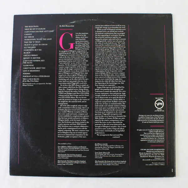 Ella Fitzgerald The Duke Ellington Songbook 12" Vinyl Verve Records
