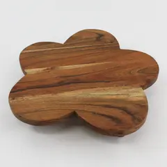 Handcrafted Wood Floral Shape Footed Trivet Made In India 10"