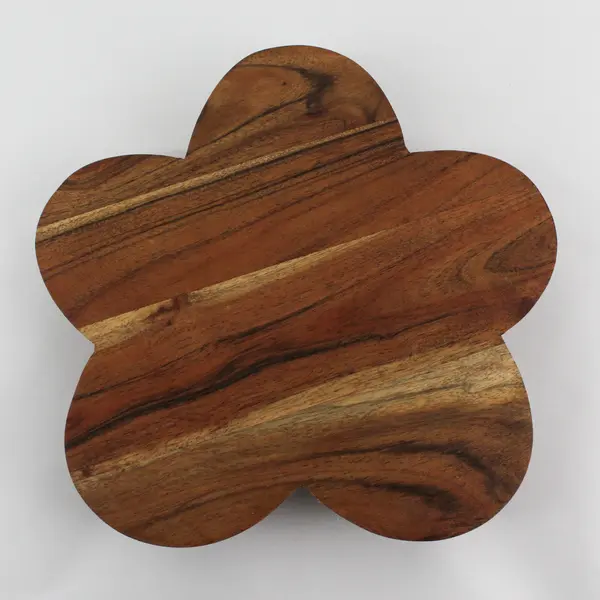 Handcrafted Wood Floral Shape Footed Trivet Made In India 10"
