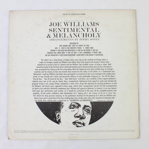Joe Williams, Sentimental & Melancholy 12" Vinyl Record