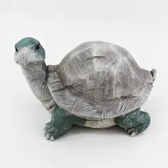 Hand Carved And Hand Painted Turtle Indoor Outdoor Sculpture 6.5" Tall