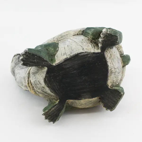 Hand Carved And Hand Painted Turtle Indoor Outdoor Sculpture 6.5" Tall