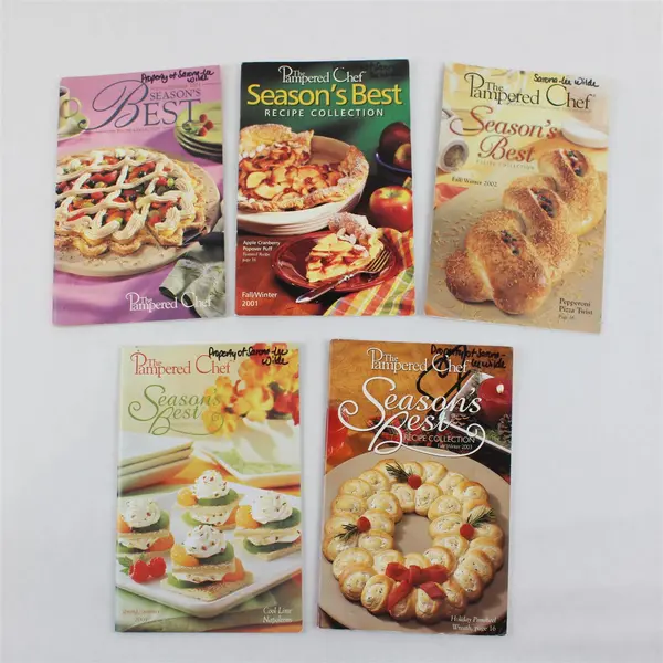 Vintage Lot of 5 Pampered Chef Season's Best Recipe Collections 2001-2003 Good