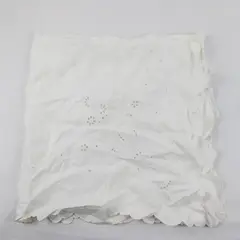 Vintage White Embroidered Floral Tablecloth Scalloped Edges 34x33