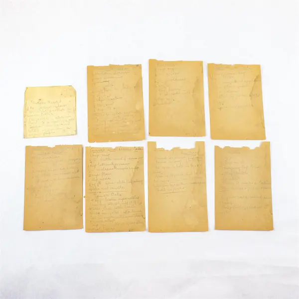 Lot Of 8 Vintage Handwritten Dessert Recipes Cake Breads Brownies 