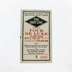 Vintage Gray Line Tour De Luxe Souvenir Ticket 1930s San Francisco