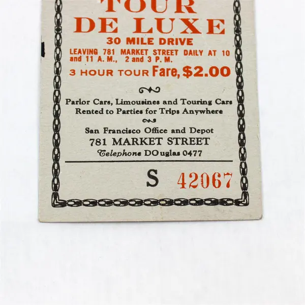 Vintage Gray Line Tour De Luxe Souvenir Ticket 1930s San Francisco