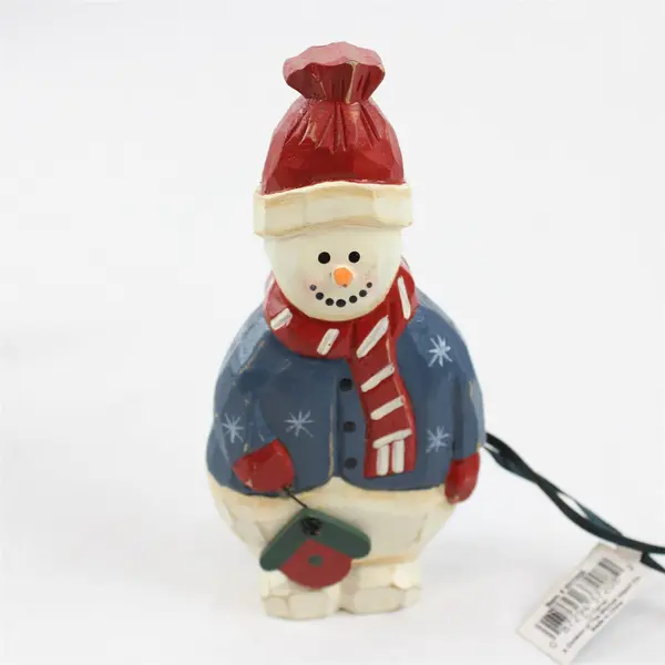 Set of 2 TJ Carver Wooden Snowmen with Sled 937208 Holiday Decor New