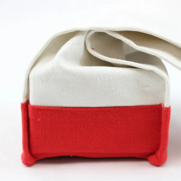 Cottage Canvas Wine Gift Bag White w/ Blue Star & Red Bottom