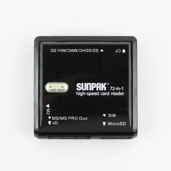 Sunpak 72-in-1 High-Speed Card Reader Built In USB 2.0 Self Storage Plug