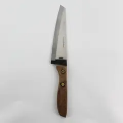 VTG Japanese Style SS Steel Chef/Kitchen Knife Wood Handle Brass Rivets 11"