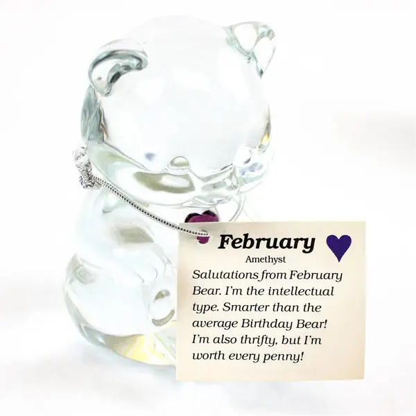 Fenton Art Glass February Bear w/ Purple Heart Handmade Figurine New