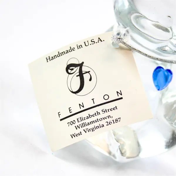 Fenton Clear Art Glass Birthstone Bear Figurine - September Blue Sapphire