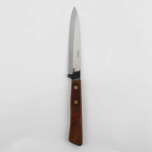 Robinson Stainless Steel Serrated Kitchen Knife 9" Long Wooden Handle Good