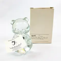 Fenton Art Glass April Bear with Clear Heart Handmade Figurine Original Tag