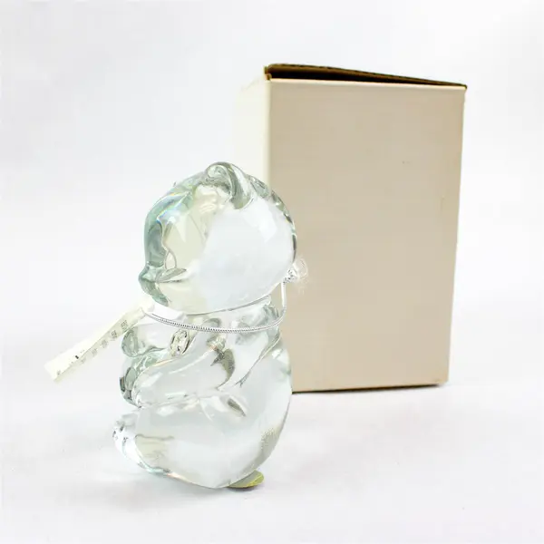 Fenton Art Glass April Bear with Clear Heart Handmade Figurine Original Tag