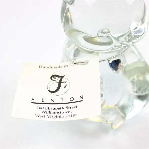 Fenton Art Glass April Bear with Clear Heart Handmade Figurine Original Tag