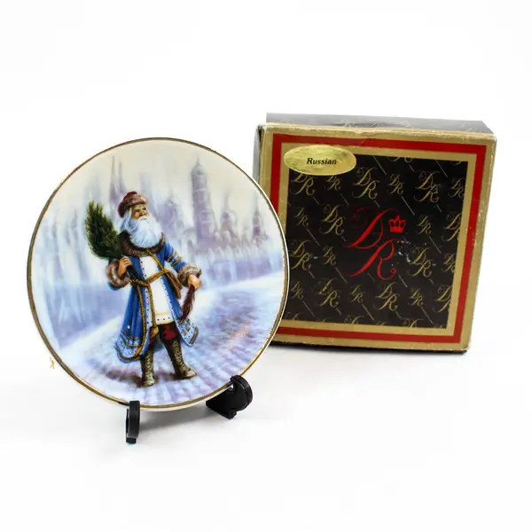 Duncan Royale Miniature Plate History of Santa Russian 3.5in New