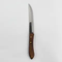 Ekco Stainless 8" Straight Edge Steak Knife Wood Handle Brass Rivets 