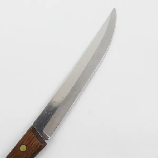 Ekco Stainless 8" Straight Edge Steak Knife Wood Handle Brass Rivets 