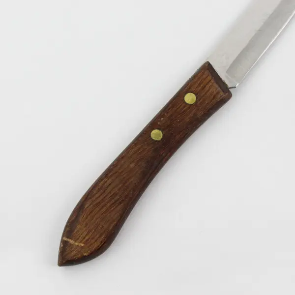 Ekco Stainless 8" Straight Edge Steak Knife Wood Handle Brass Rivets 