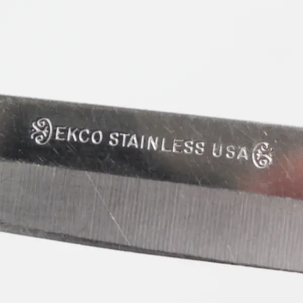 Ekco Stainless 8" Straight Edge Steak Knife Wood Handle Brass Rivets 