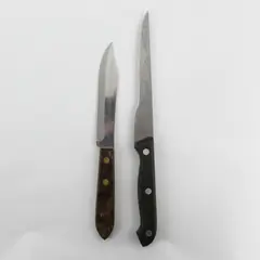 Lot of 2 Straight Edge Unbranded Kitchen Knives With Handles 8" & 9.75"