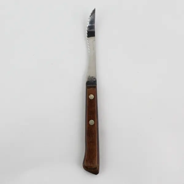 VTG Flint Vanadium Serrated Grapefruit Knife Curved Blade & Wooden Handle 7" 