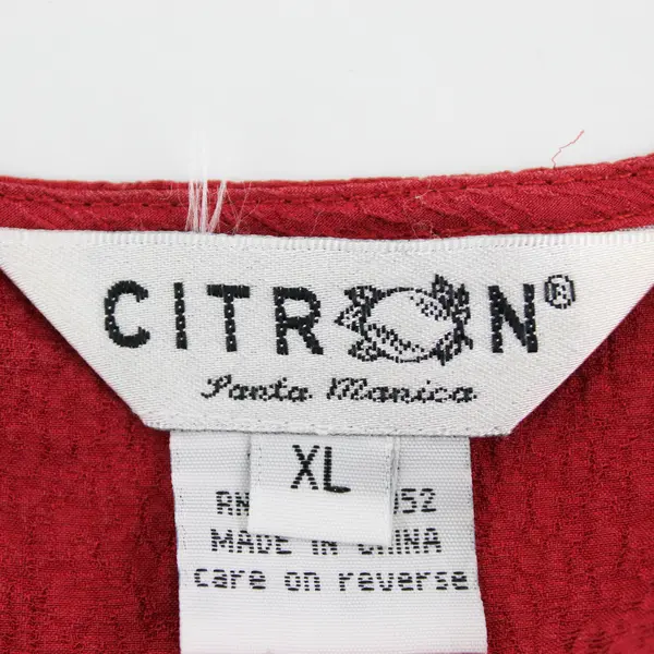 Citron Santa Monica Red Textured Silk Tank Top Women's XL